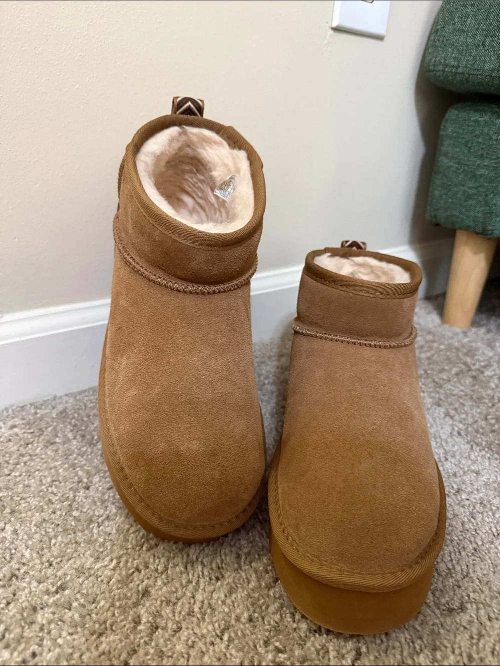 BearPaw Kids Chestnut Suede Plush-Lined Ankle Boots
